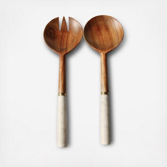 Be Home Other - Marble & Wood Salad Servers